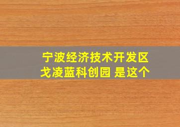 宁波经济技术开发区戈凌蓝科创园 是这个